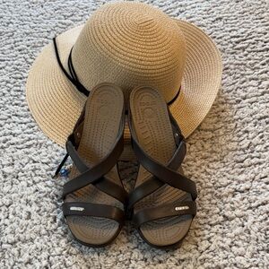 CROCS Women's Black and Tan Sandals